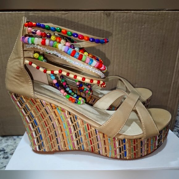Colorful Platform Wedge Sandals - Picture 1 of 8